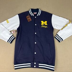 Mitchell & Ness Cotton Michigan Wolverines Varsity Jacket, Bomber, Men's Sz MT